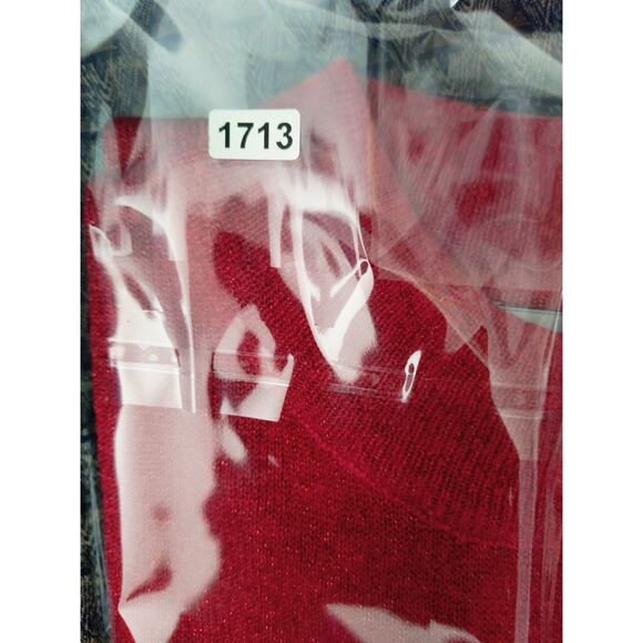 Baxter Wells Metallic Thread Sweater Women's Sz L Red Long Sleeve Mock Neck - Picture 16 of 16